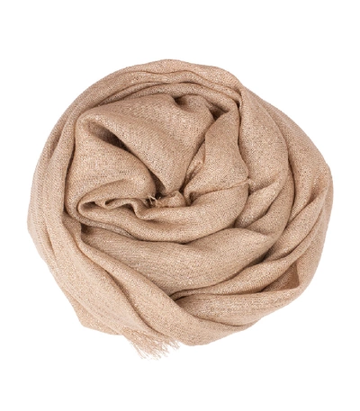 Brunello Cucinelli Cashmere Blend Scarf In Almond