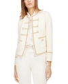 ANNE KLEIN BRAIDED-TRIM DOUBLE-BREASTED MILITARY JACKET