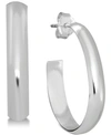 ESSENTIALS POLISHED OBLONG SMALL HOOP EARRINGS IN SILVER PLATED