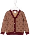 Gucci Babies' Gg Jacquard Cardigan In 红色