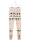 Emilio Pucci Junior Kids' Wave Printed Leggings In Pink