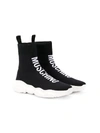 Moschino Kids' Logo运动袜靴 In Black