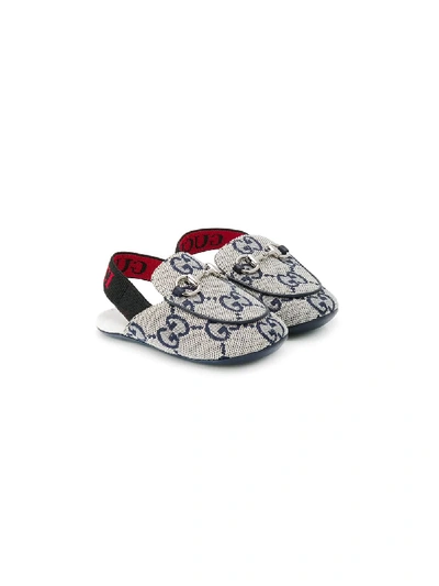 Gucci Babies' Gg Pattern Horsebit Crib Shoes In Neutrals