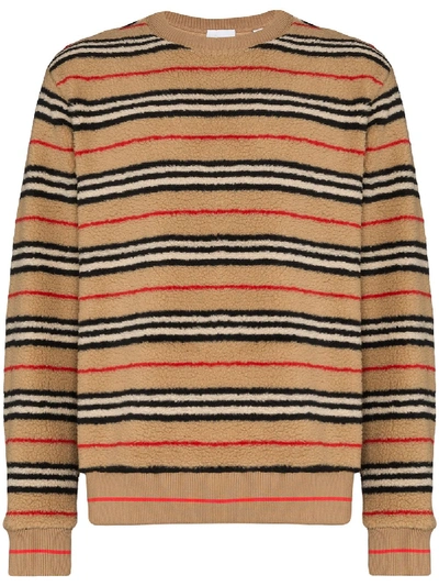 Burberry Edson Icon Stripe Fleece Sweatshirt In 棕色
