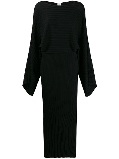Totême Striped Pattern Maxi Dress In 黑色