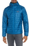 Patagonia Packable Windproof & Water Repellent Down Hooded Jacket In Big Sur Blue
