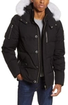 Moose Knuckles 3q Genuine Fox Fur Trim Down Jacket In Black