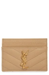 Saint Laurent Monogram Quilted Leather Credit Card Case In Chene