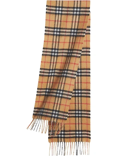 Burberry Vintage Check Lightweight Wool Silk Scarf In Antique Yellow