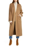 Frame Bell Double Face Wool & Cashmere Wrap Coat In Camel