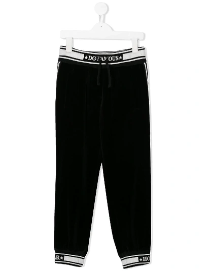 Dolce & Gabbana Kids' Logo Trim Track Trousers In Black