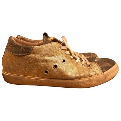 Pre-owned Leather Crown Leather Trainers In Gold