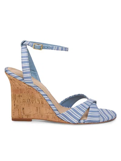 22élevé Women's 100mm Cork Wedge Sandals In Blue
