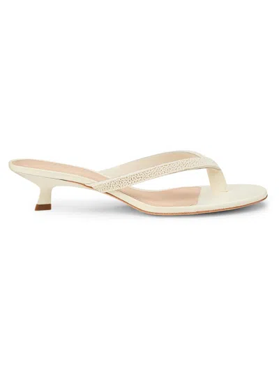 22élevé Women's 40mm Beaded Leather Thong Sandals In Neutral