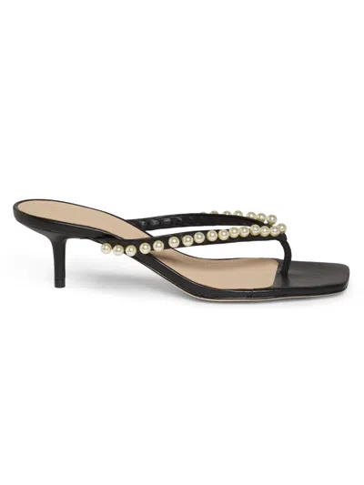 22élevé Women's 50mm Imitation Pearl-embellished Leather Sandals In Black