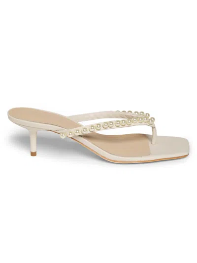 22élevé Women's 50mm Imitation Pearl-embellished Leather Sandals In Neutral