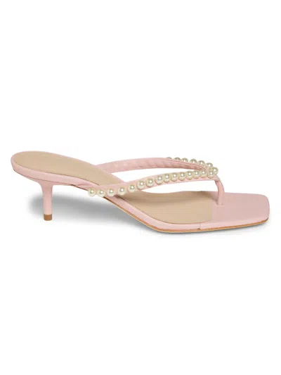 22élevé Women's 50mm Imitation Pearl-embellished Leather Sandals In Pink