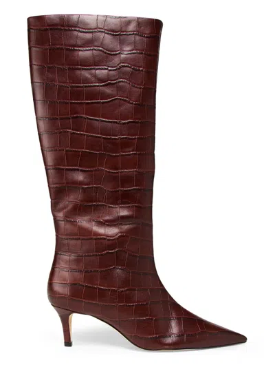 22élevé Women's 55mm Crocodile-embossed Leather Knee-high Boots In Brown