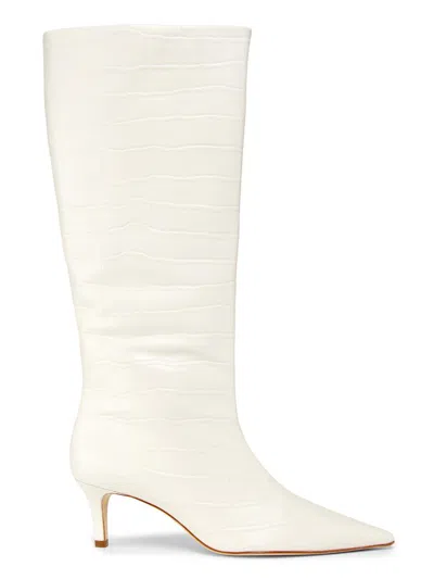 22élevé Women's 55mm Crocodile-embossed Leather Knee-high Boots In White