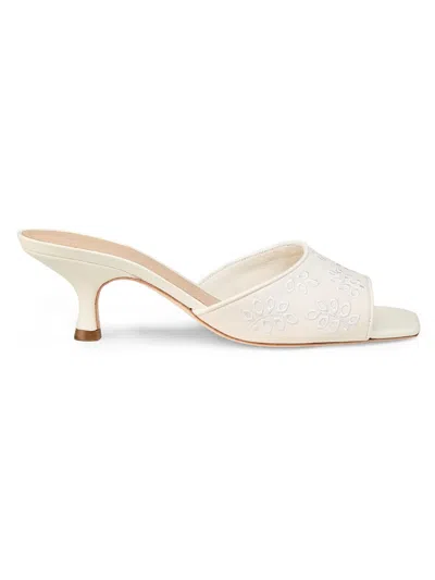 22élevé Women's 55mm Eyelet-embroidered Mules In White