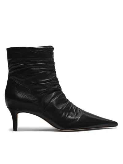 22élevé Women's 55mm Ruched Leather Booties In Black