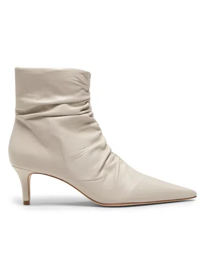 22élevé Women's 55mm Ruched Leather Booties In White