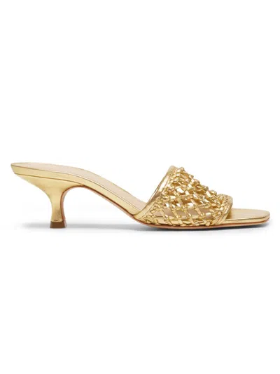 22élevé Women's 55mm Woven Leather Mules In Gold