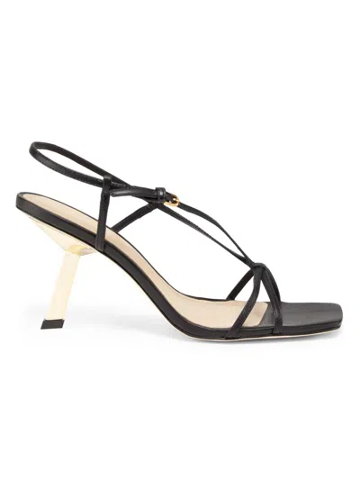 22élevé Women's 75mm Leather T-strap Sandals In Black