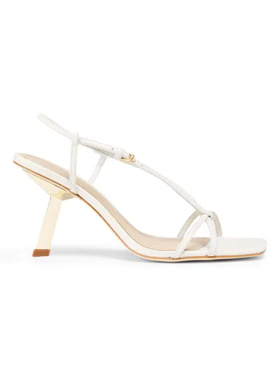 22élevé Women's 75mm Leather T-strap Sandals In White