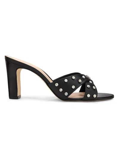 22élevé Women's 80mm Crystal-embellished Leather Block-heel Sandals In Black