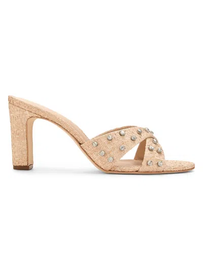 22élevé Women's 80mm Crystal-embellished Raffia Block-heel Sandals In Brown