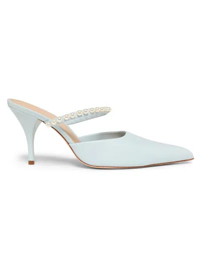 22élevé Women's 85mm Embellished Leather Mules In Blue