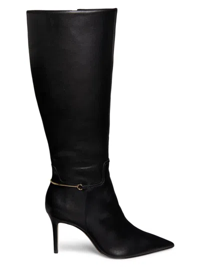 22élevé Women's 85mm Leather Knee-high Boots In Black