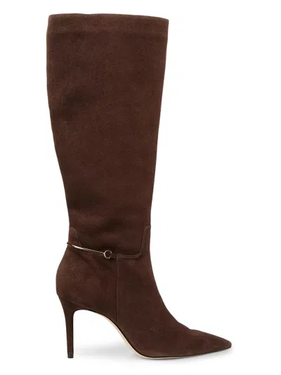 22élevé Women's 85mm Suede Knee-high Boots In Brown