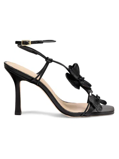22élevé Women's 90mm Flower-accent Leather Sandals In Black
