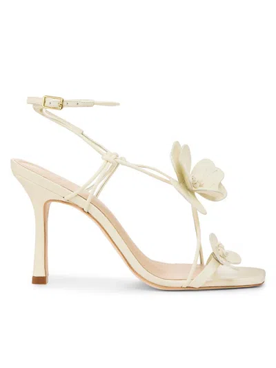 22élevé Women's 90mm Flower-accent Leather Sandals In White