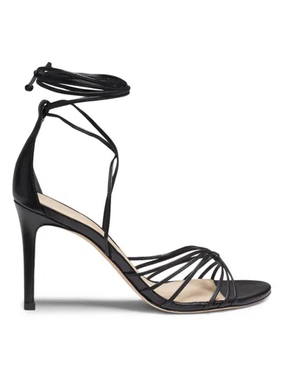 22élevé Women's 90mm Leather High Ankle-wrap Sandals In Black