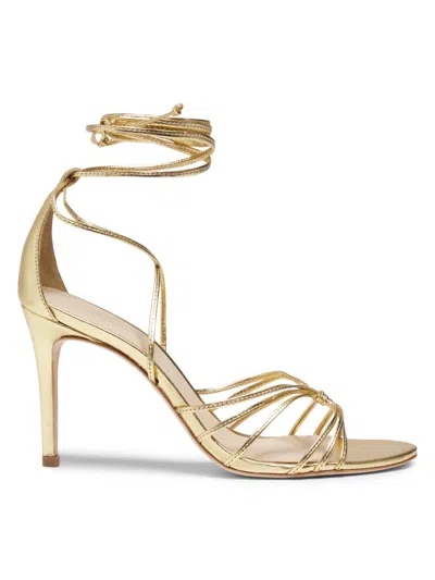 22élevé Women's 90mm Leather High Ankle-wrap Sandals In Gold