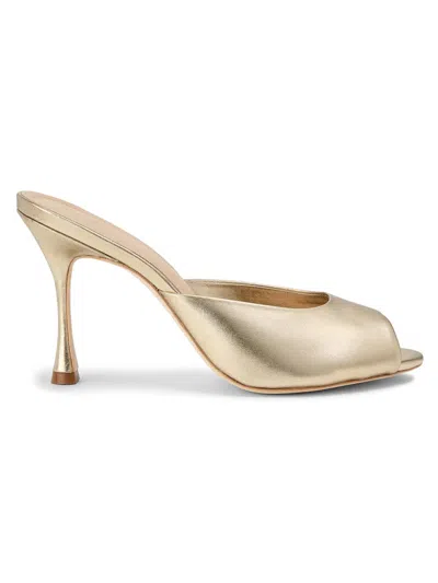 22élevé Women's 90mm Leather Peep-toe Mules In Gold
