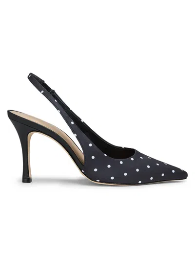 22élevé Women's 90mm Polka Dot Satin Slingback Pumps In Blue