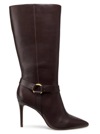 22élevé Women's 90mm Ring-detailed Stiletto Leather Boots In Brown