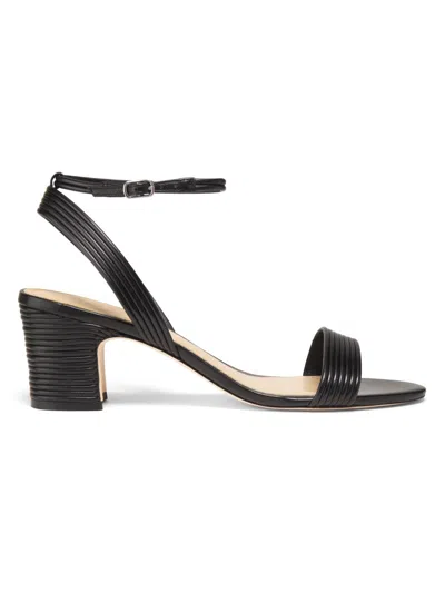 22élevé Women's Ankle Strap 60mm Corded Leather Sandals In Black