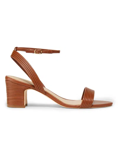 22élevé Women's Ankle Strap 60mm Corded Leather Sandals In Brown