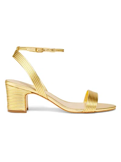 22élevé Women's Ankle Strap 60mm Corded Leather Sandals In Gold