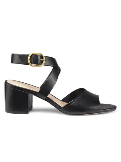 22élevé Women's Buckled Leather Block Heel Sandals In Black