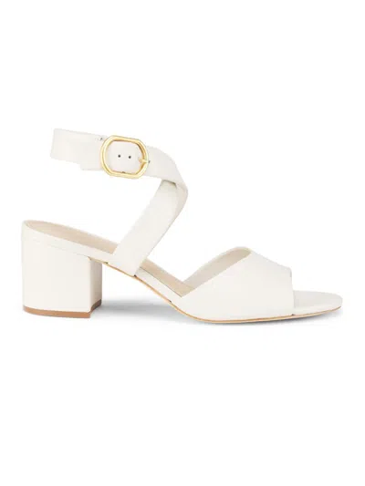 22élevé Women's Buckled Leather Block Heel Sandals In White