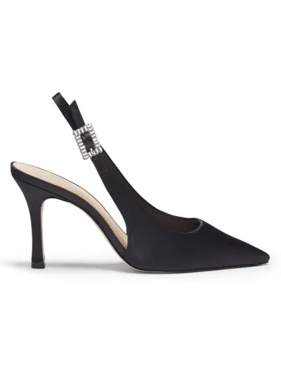 22élevé Women's Crystal Buckle 90mm Satin Slingback Pumps In Black
