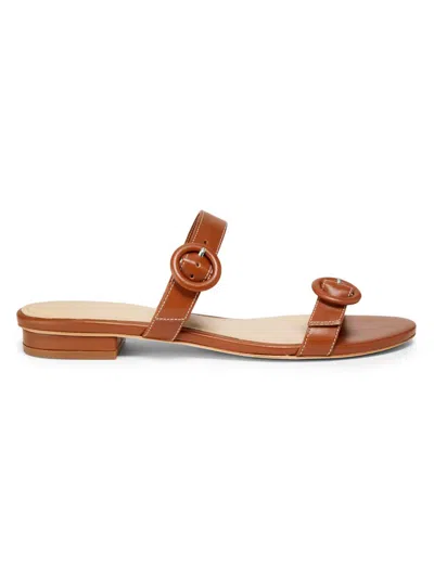 22élevé Women's Double Buckle Leather Flat Sandals In Brown