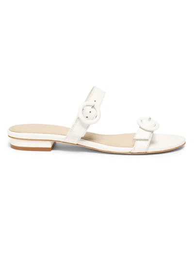 22élevé Women's Double Buckle Leather Flat Sandals In White