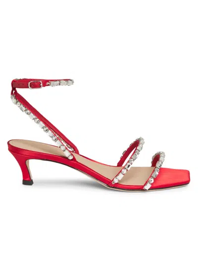 22élevé Women's Gem-embellished Kitten-heel Sandals In Red